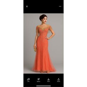 Sheer Overlay Sequins Bead Embellishments Illusion Neckline Dress 112x151CM